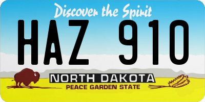 ND license plate HAZ910