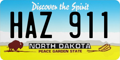 ND license plate HAZ911