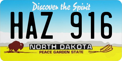 ND license plate HAZ916
