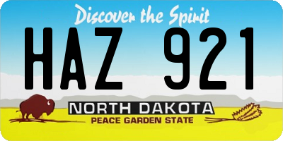 ND license plate HAZ921