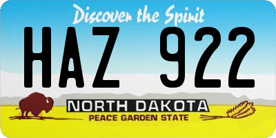 ND license plate HAZ922