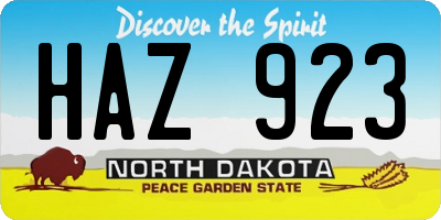 ND license plate HAZ923
