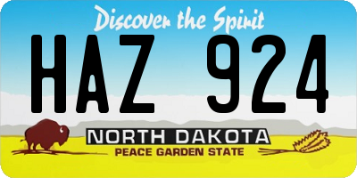 ND license plate HAZ924
