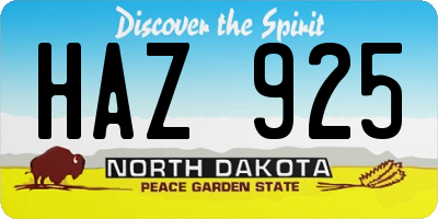 ND license plate HAZ925