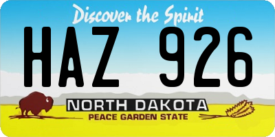ND license plate HAZ926