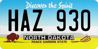 ND license plate HAZ930