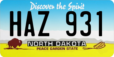 ND license plate HAZ931