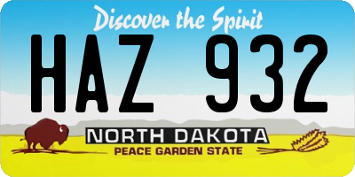 ND license plate HAZ932