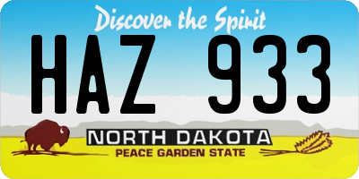 ND license plate HAZ933