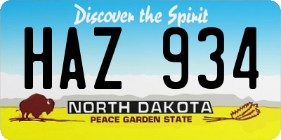 ND license plate HAZ934