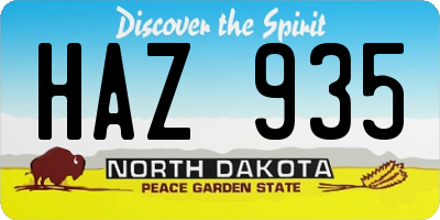ND license plate HAZ935