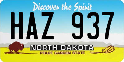 ND license plate HAZ937