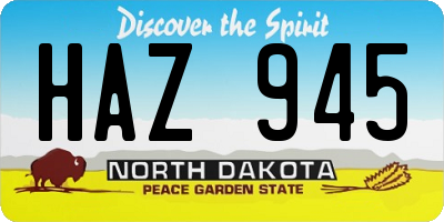 ND license plate HAZ945