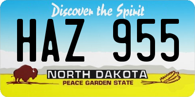 ND license plate HAZ955