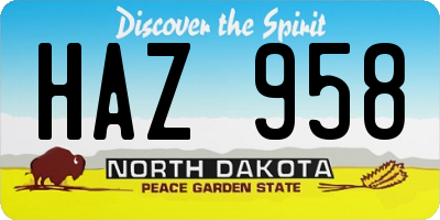 ND license plate HAZ958