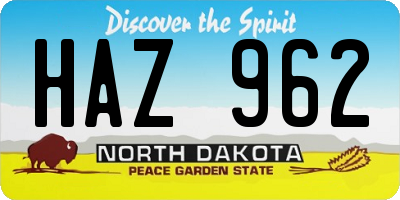 ND license plate HAZ962