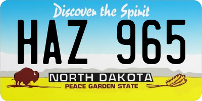 ND license plate HAZ965