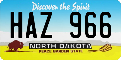 ND license plate HAZ966