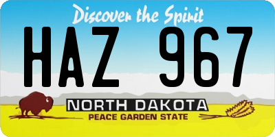 ND license plate HAZ967