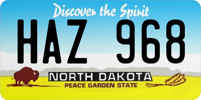 ND license plate HAZ968
