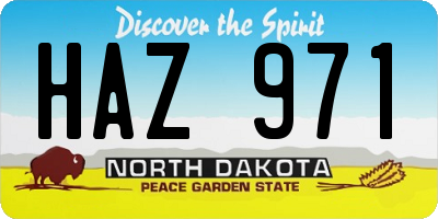 ND license plate HAZ971