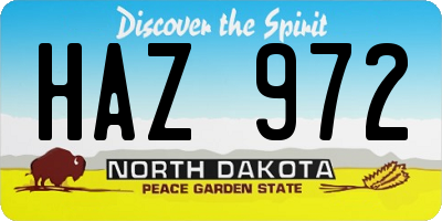 ND license plate HAZ972