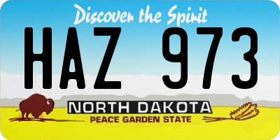 ND license plate HAZ973