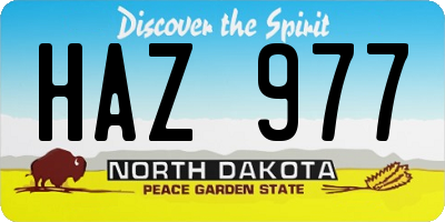 ND license plate HAZ977
