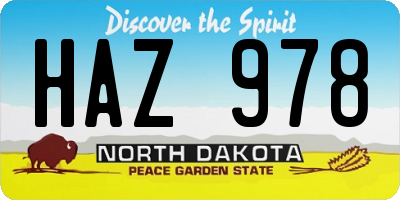 ND license plate HAZ978