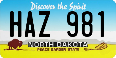 ND license plate HAZ981