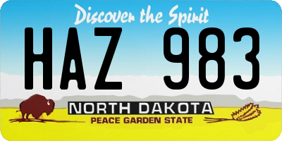 ND license plate HAZ983
