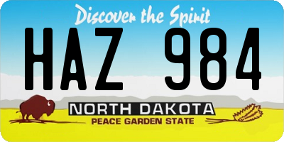 ND license plate HAZ984