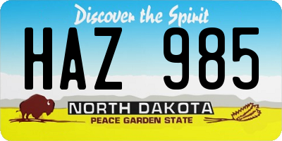 ND license plate HAZ985