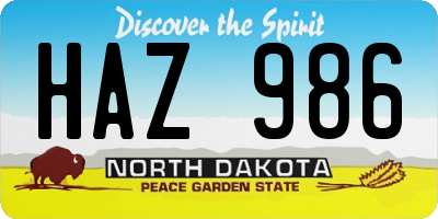 ND license plate HAZ986