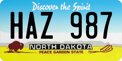 ND license plate HAZ987