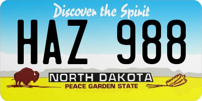 ND license plate HAZ988