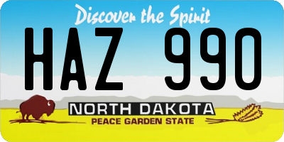 ND license plate HAZ990