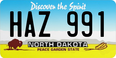 ND license plate HAZ991