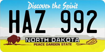 ND license plate HAZ992