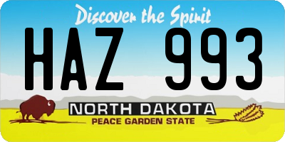 ND license plate HAZ993