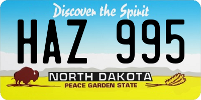 ND license plate HAZ995