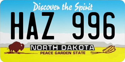 ND license plate HAZ996
