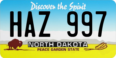 ND license plate HAZ997