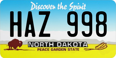 ND license plate HAZ998