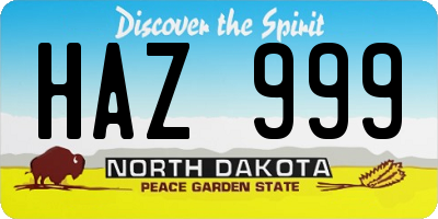 ND license plate HAZ999