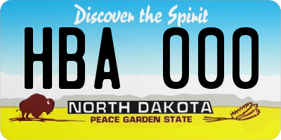 ND license plate HBA000