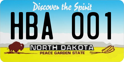 ND license plate HBA001