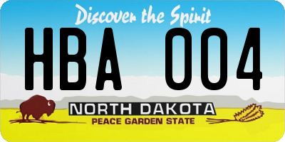 ND license plate HBA004