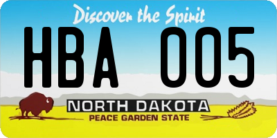 ND license plate HBA005