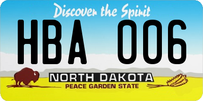 ND license plate HBA006